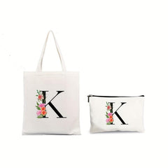 2 Pcs Letter Print Bag Sets Shoulder Bag & Clutch Pouch