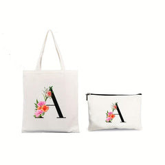 2 Pcs Letter Print Bag Sets Shoulder Bag & Clutch Pouch