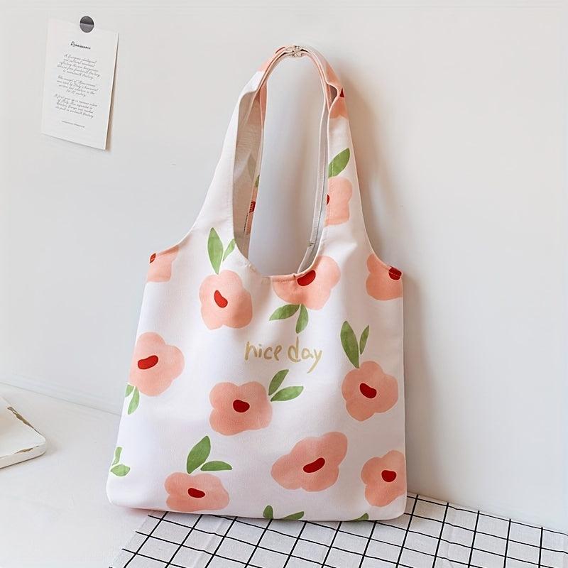 Cartoon Print Shoulder Bag Lightweight Shopper Bag Foldable Storage Bag