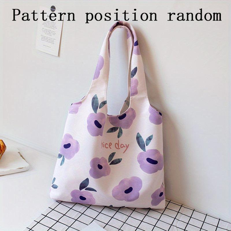 Cartoon Print Shoulder Bag Lightweight Shopper Bag Foldable Storage Bag