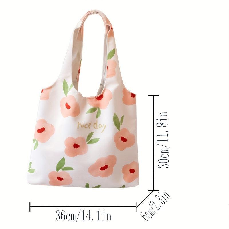 Cartoon Print Shoulder Bag Lightweight Shopper Bag Foldable Storage Bag