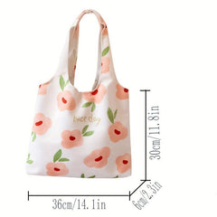 Cartoon Print Shoulder Bag Lightweight Shopper Bag Foldable Storage Bag