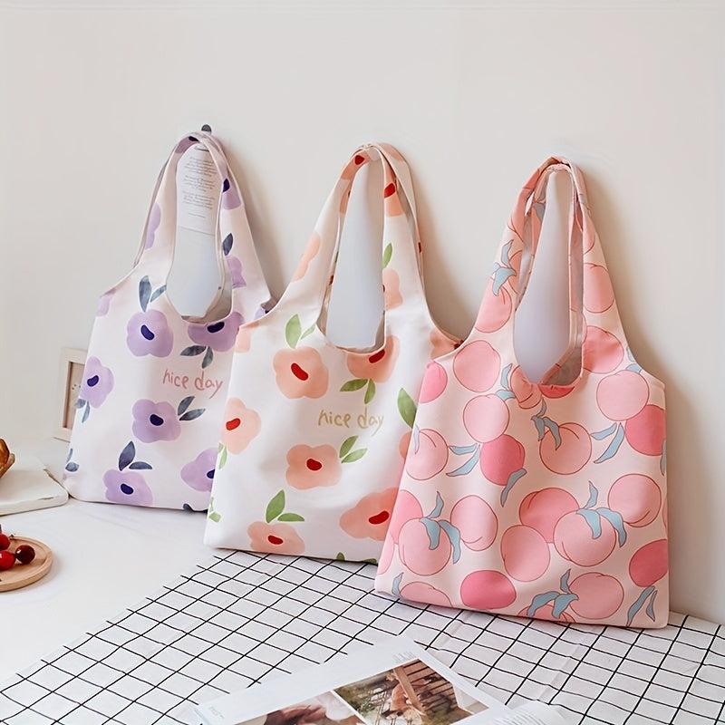 Cartoon Print Shoulder Bag Lightweight Shopper Bag Foldable Storage Bag