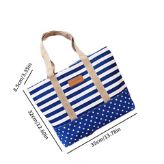 Stripes & Star Pattern Tote Bag Shoulder Handbag for Independence