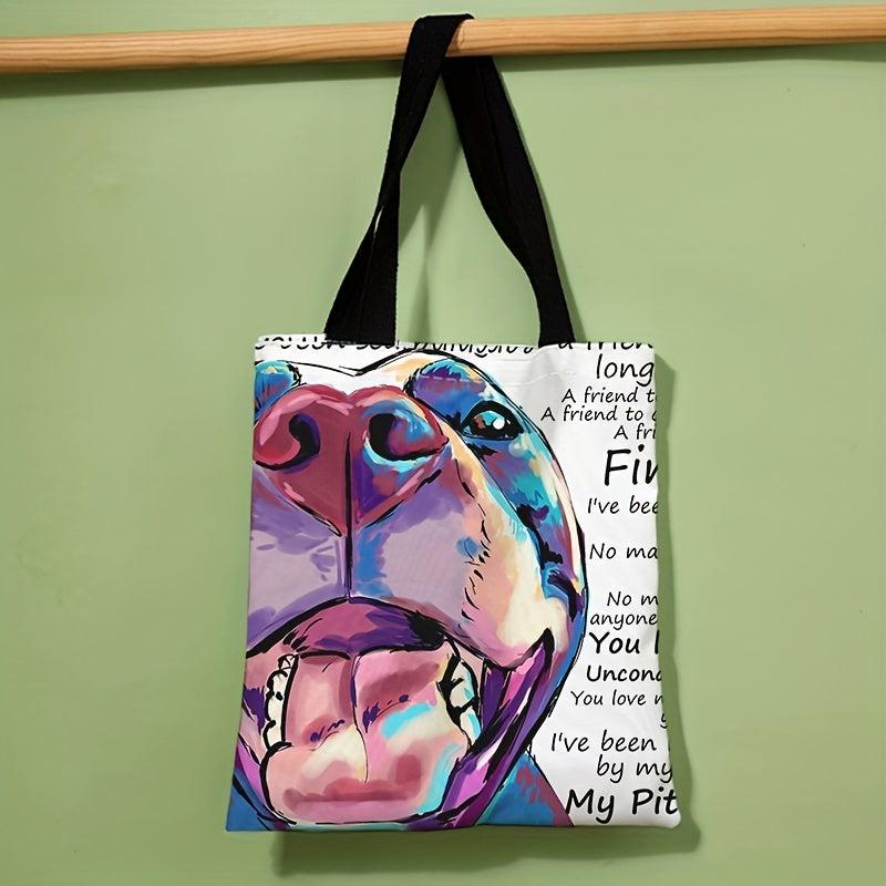 Dog Print Shoulder Bag Lightweight All Match Storage Bag Versatile Shopper Bag
