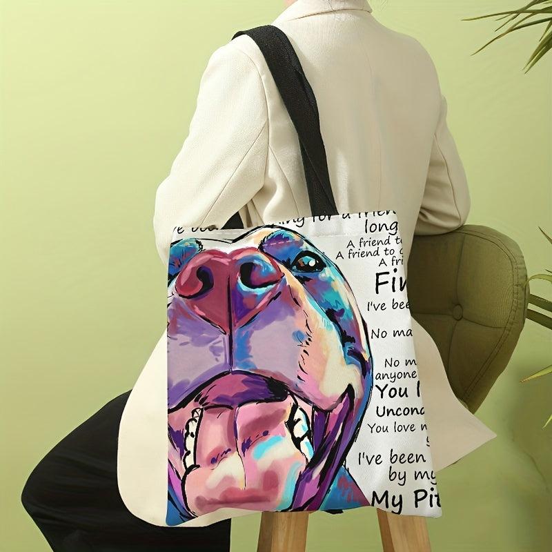 Dog Print Shoulder Bag Lightweight All Match Storage Bag Versatile Shopper Bag