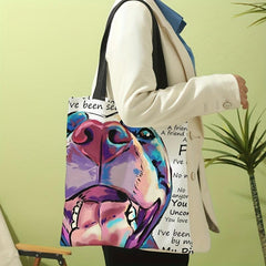Dog Print Shoulder Bag Lightweight All Match Storage Bag Versatile Shopper Bag