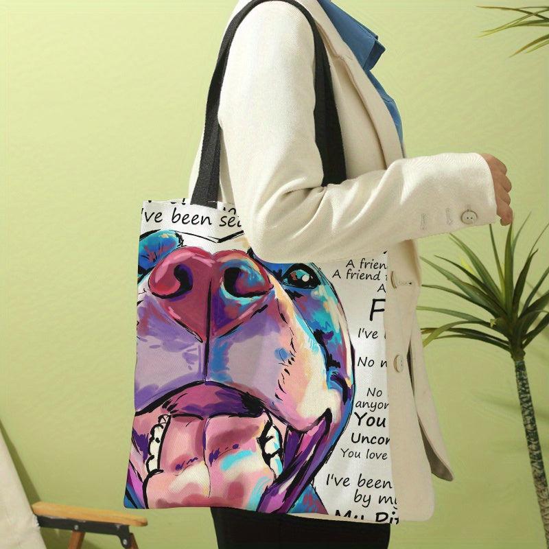 Dog Print Shoulder Bag Lightweight All Match Storage Bag Versatile Shopper Bag