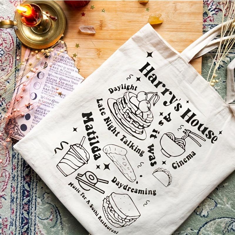 Cartton Food Pattern Canvas Shopping Bag Large Capacity Tote Bag