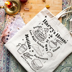 Cartton Food Pattern Canvas Shopping Bag Large Capacity Tote Bag