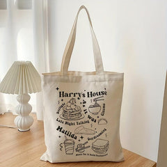 Cartton Food Pattern Canvas Shopping Bag Large Capacity Tote Bag