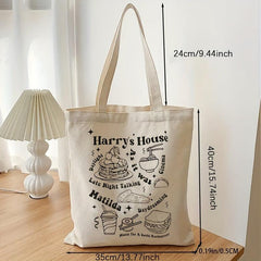 Cartton Food Pattern Canvas Shopping Bag Large Capacity Tote Bag