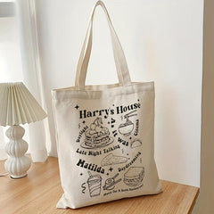 Cartton Food Pattern Canvas Shopping Bag Large Capacity Tote Bag