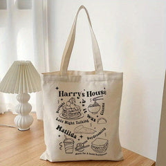 Cartton Food Pattern Canvas Shopping Bag Large Capacity Tote Bag