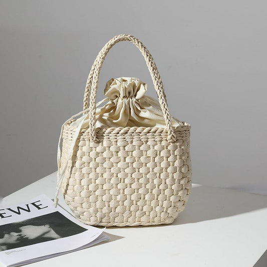 Minimalist Stra Satchel Bag Woven Drawstring Insert Pouch Travel