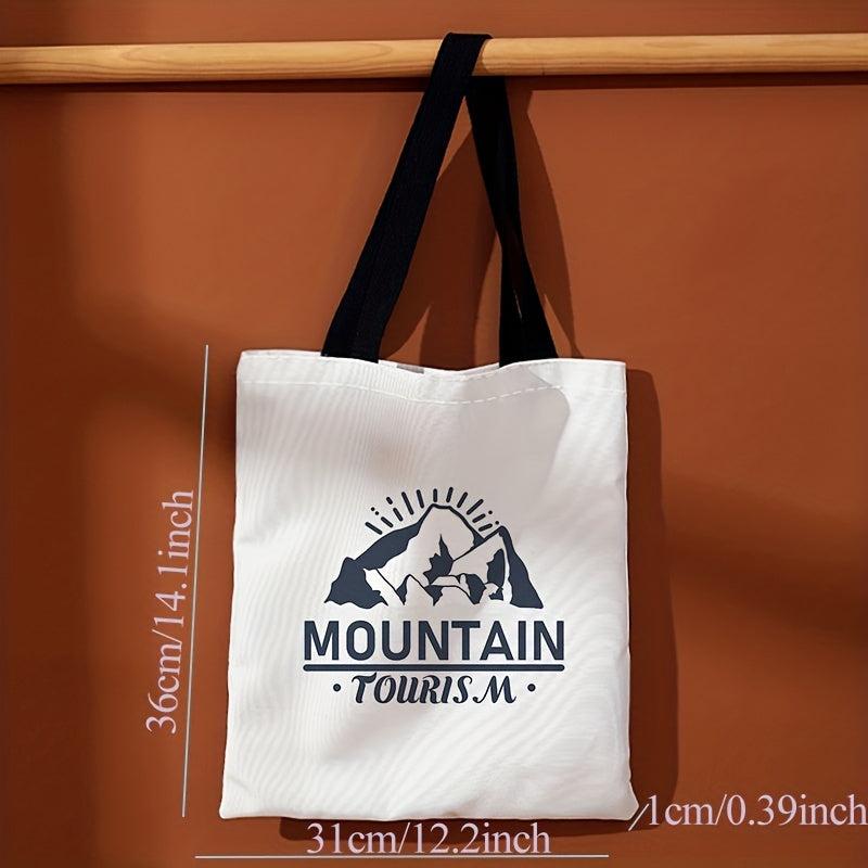 Mountain Pattern Canvas Tote Bag Travel Holiday Shoulder Bag