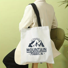 Mountain Pattern Canvas Tote Bag Travel Holiday Shoulder Bag