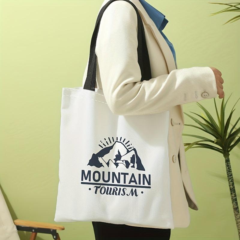 Mountain Pattern Canvas Tote Bag Travel Holiday Shoulder Bag