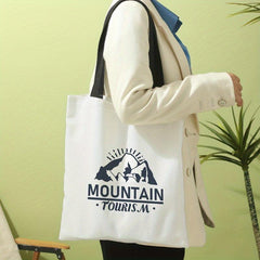 Mountain Pattern Canvas Tote Bag Travel Holiday Shoulder Bag