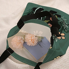 Flower Bunny Print Canvas Tote Bag Large Capacity Shoulder Bag