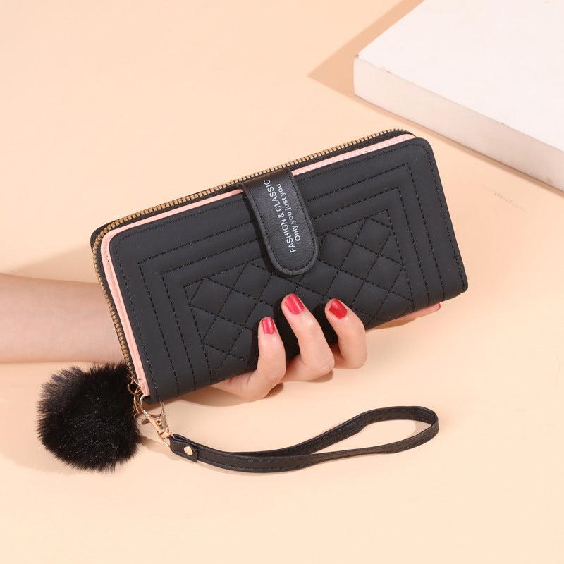 Casual Zipper Bifold Clutch PU Leather Textured Wristlet Wallet