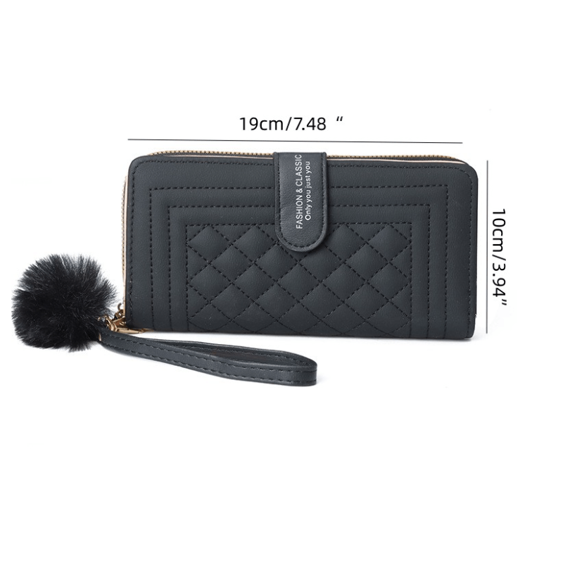 Casual Zipper Bifold Clutch PU Leather Textured Wristlet Wallet