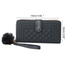 Casual Zipper Bifold Clutch PU Leather Textured Wristlet Wallet