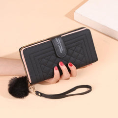 Casual Zipper Bifold Clutch PU Leather Textured Wristlet Wallet