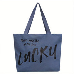 Vintage Letter Print Shoulder Bag Tote Bag Stylish Women's Bag