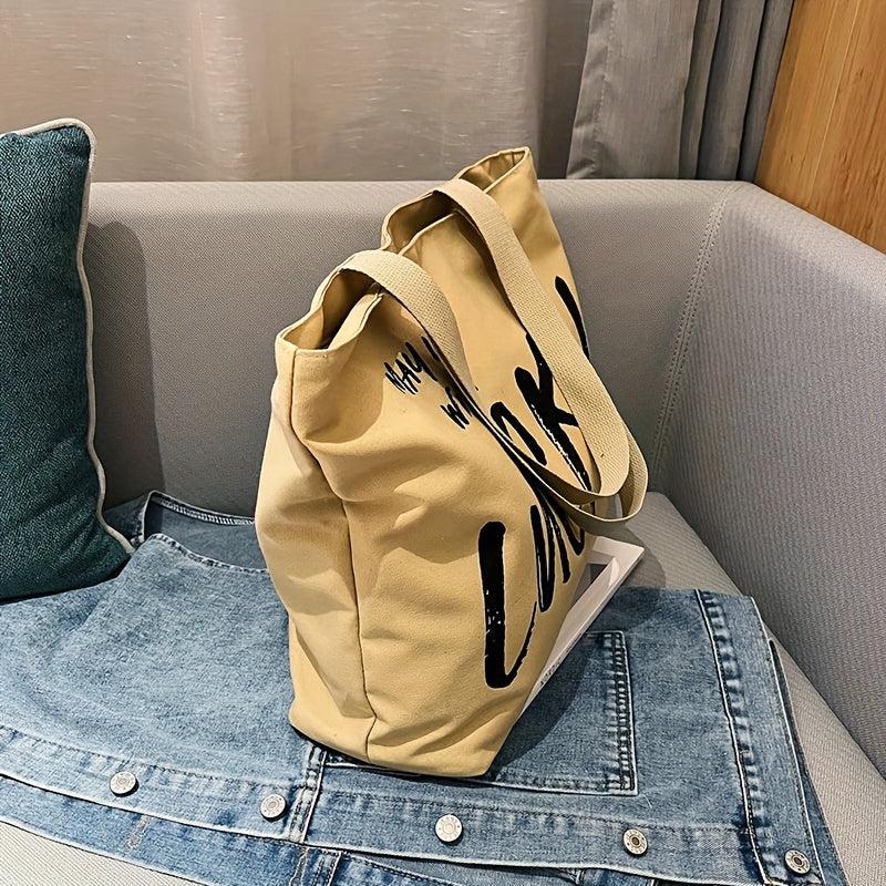 Vintage Letter Print Shoulder Bag Tote Bag Stylish Women's Bag