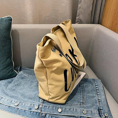 Vintage Letter Print Shoulder Bag Tote Bag Stylish Women's Bag