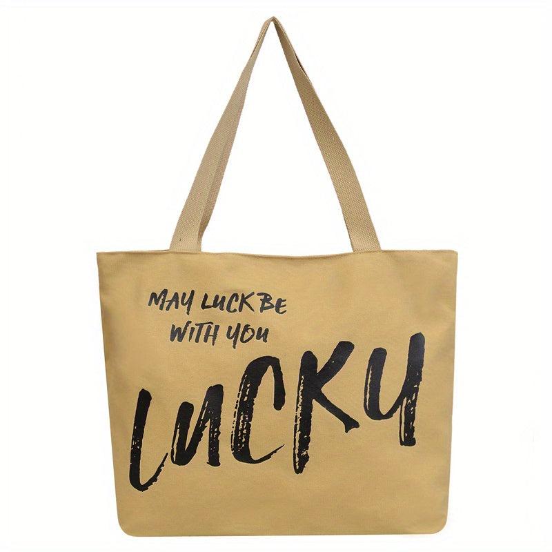 Vintage Letter Print Shoulder Bag Tote Bag Stylish Women's Bag