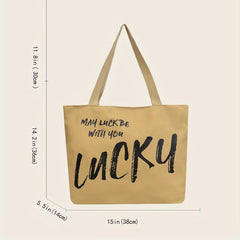 Vintage Letter Print Shoulder Bag Tote Bag Stylish Women's Bag