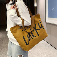 Vintage Letter Print Shoulder Bag Tote Bag Stylish Women's Bag