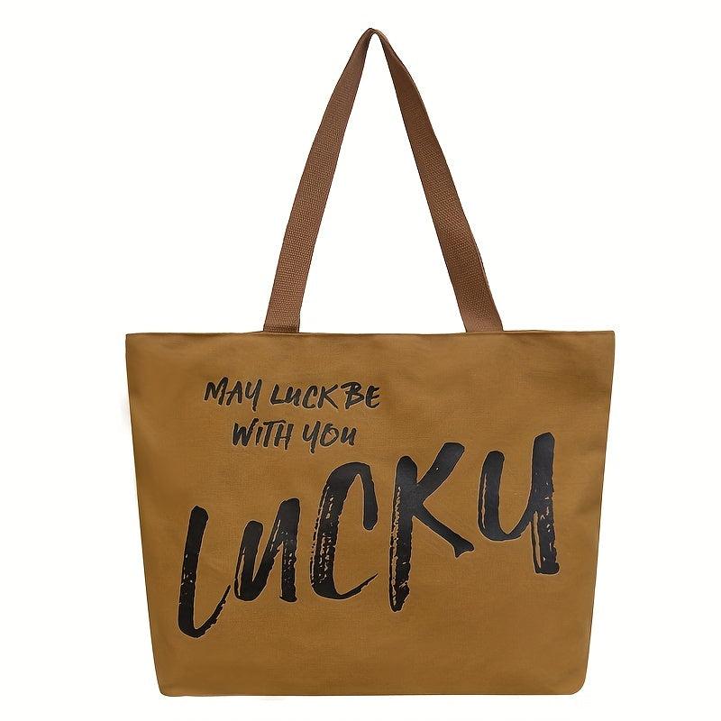 Vintage Letter Print Shoulder Bag Tote Bag Stylish Women's Bag