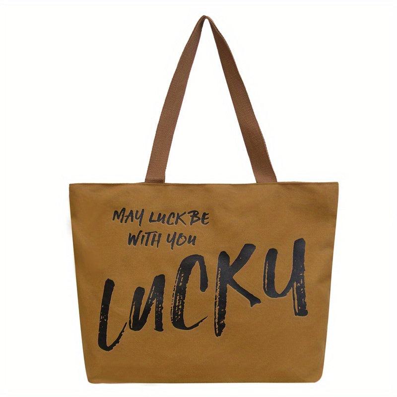 Vintage Letter Print Shoulder Bag Tote Bag Stylish Women's Bag