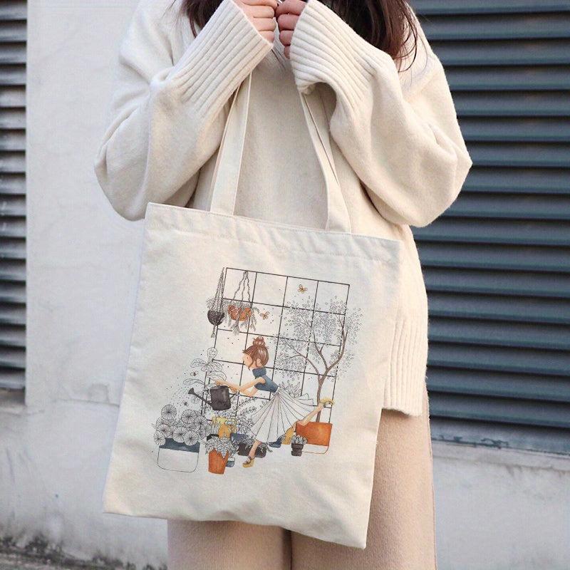 Floral Girl Tote Bag Eco Shoulder Reusable Grocery Shopping
