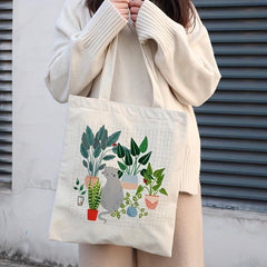 Floral Girl Tote Bag Eco Shoulder Reusable Grocery Shopping