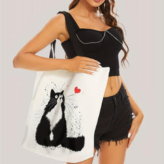 Love Cat Print Handbag Large Travel Beach Shoulder Bag
