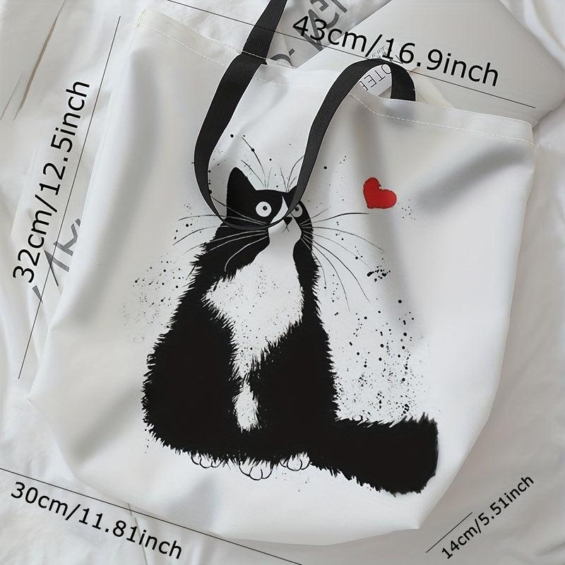 Love Cat Print Handbag Large Travel Beach Shoulder Bag