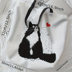 Love Cat Print Handbag Large Travel Beach Shoulder Bag