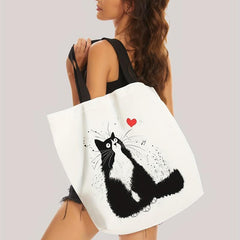 Love Cat Print Handbag Large Travel Beach Shoulder Bag