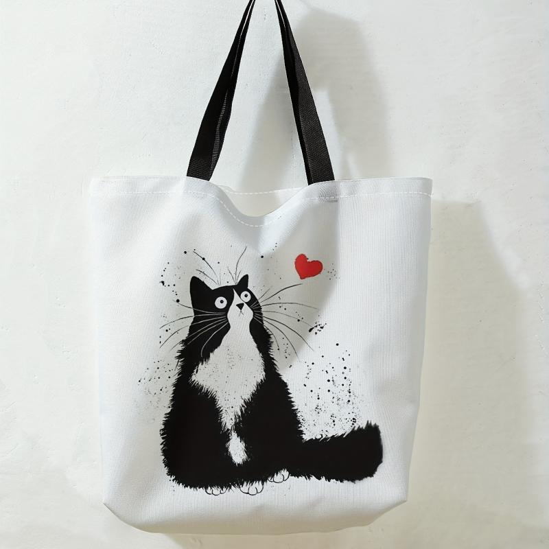 Love Cat Print Handbag Large Travel Beach Shoulder Bag