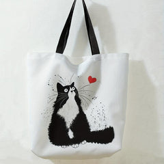 Love Cat Print Handbag Large Travel Beach Shoulder Bag