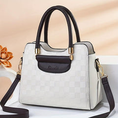 Plaid Embossed Handbag PU Crossbody Satchel Purse
