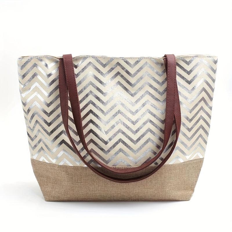 Ripple Silver Pattern Tote Bag Beach Handbag Large Capacity