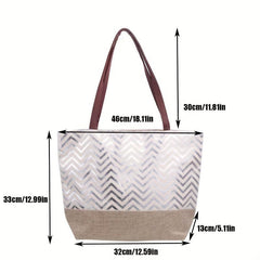 Ripple Silver Pattern Tote Bag Beach Handbag Large Capacity