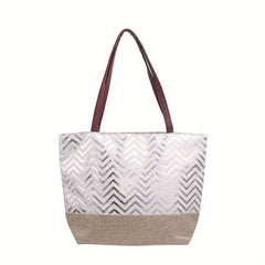 Ripple Silver Pattern Tote Bag Beach Handbag Large Capacity