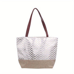 Ripple Silver Pattern Tote Bag Beach Handbag Large Capacity