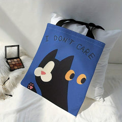 Black Cat Print Tote Bag Large Travel Beach Shoulder Bag